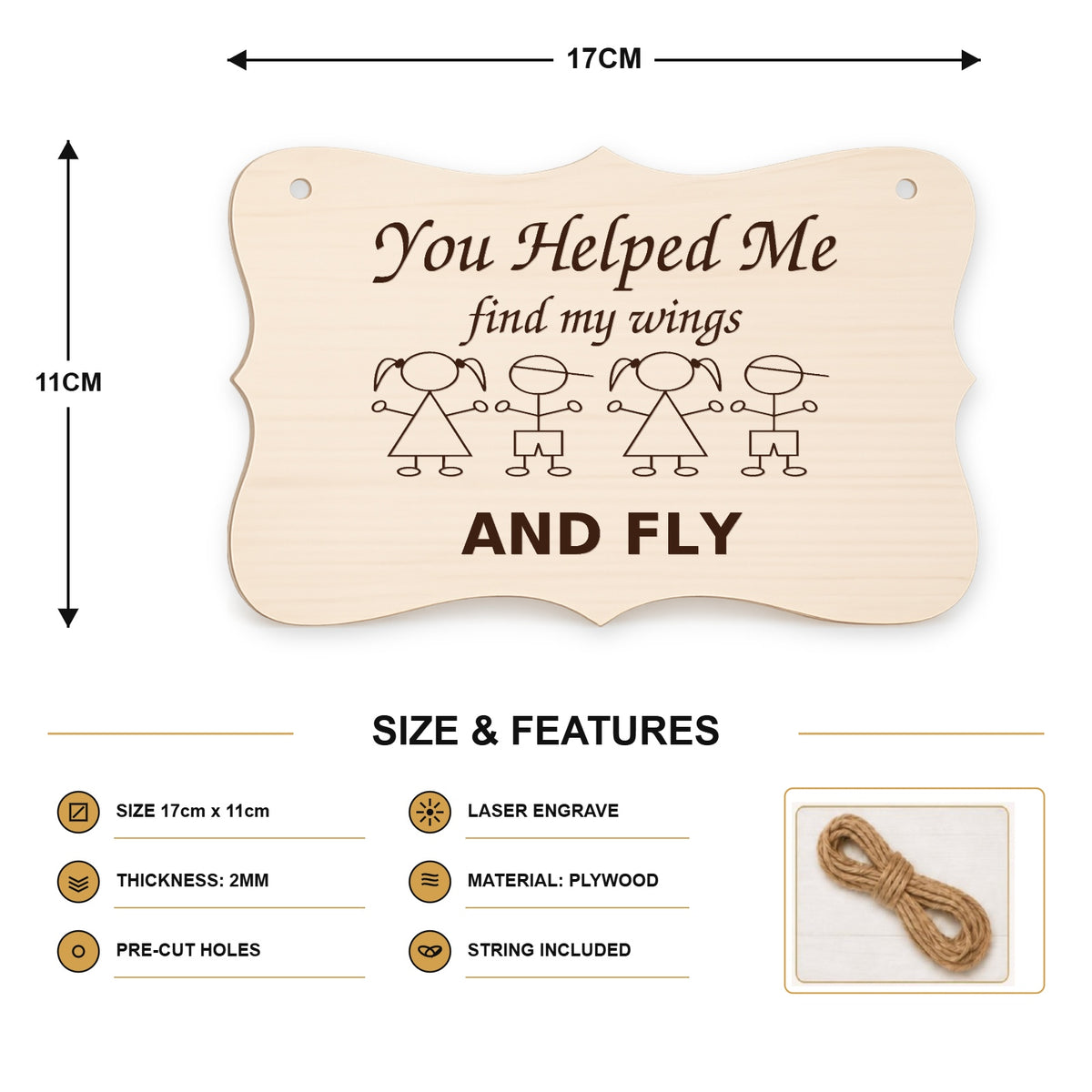 957, You Helped Me Find My Wings and Fly, curved plaque - SIZE