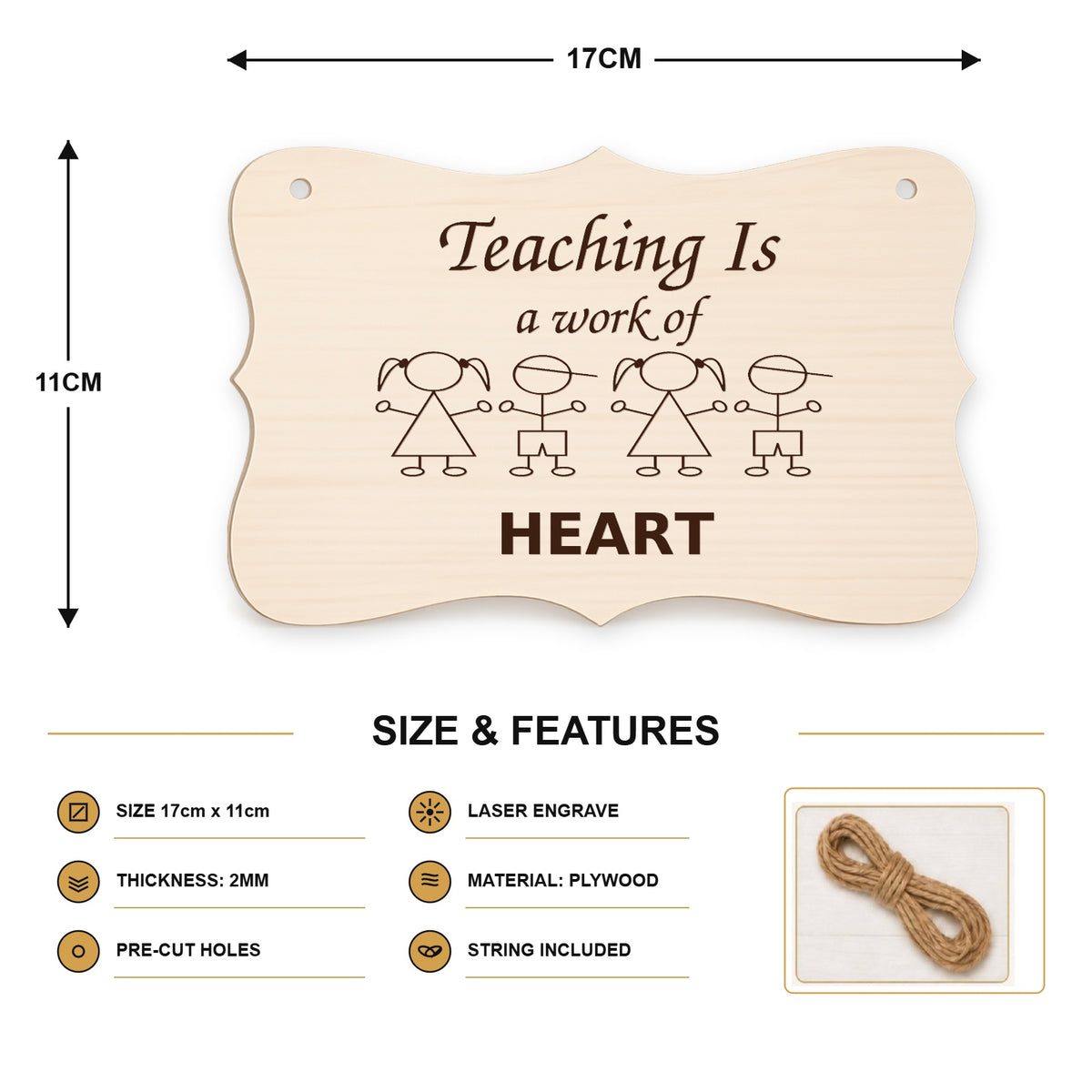 958, Teaching Is a Work of Heart, curved plaque - SIZE
