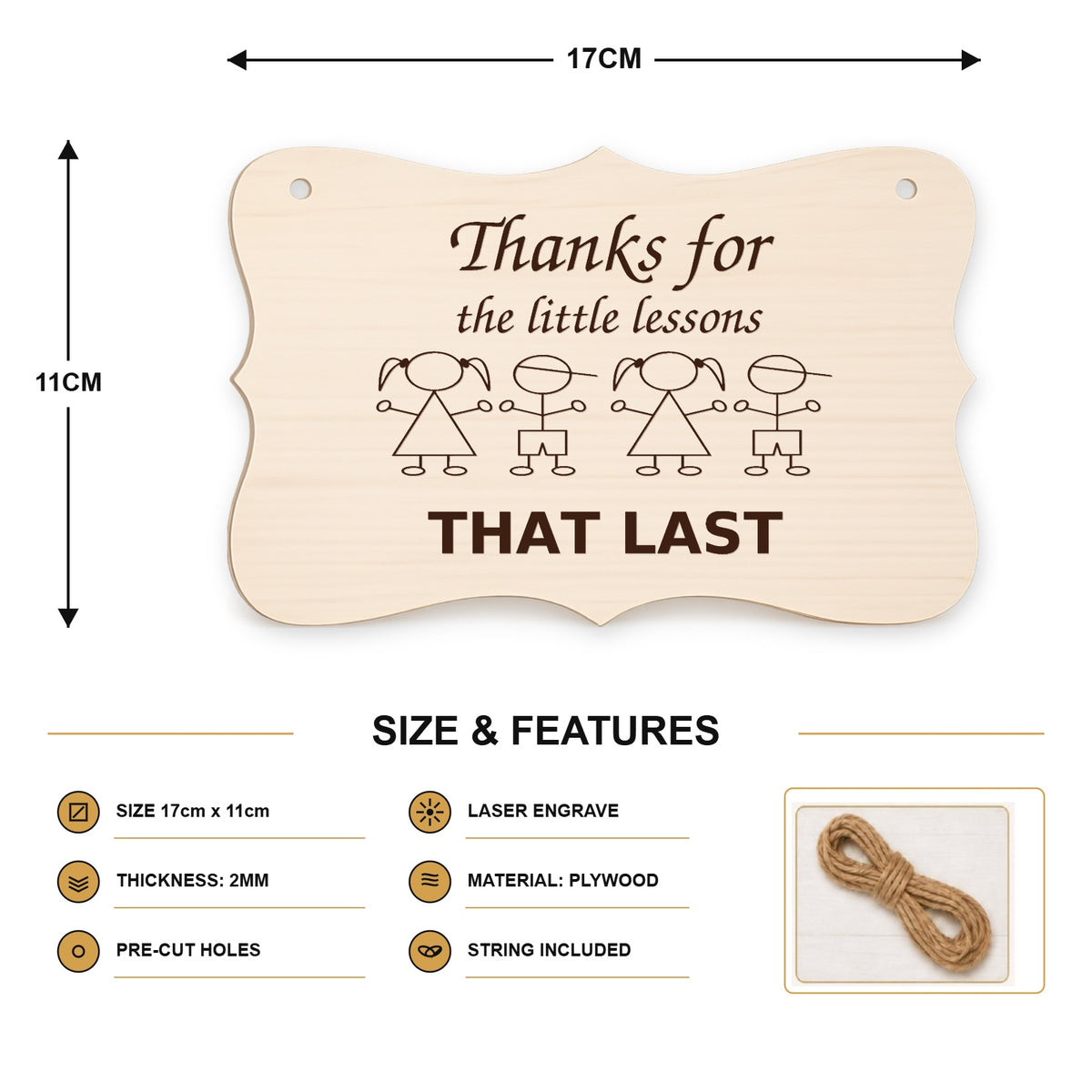959, Thanks for the Little Lessons That Last, curved plaque - SIZE