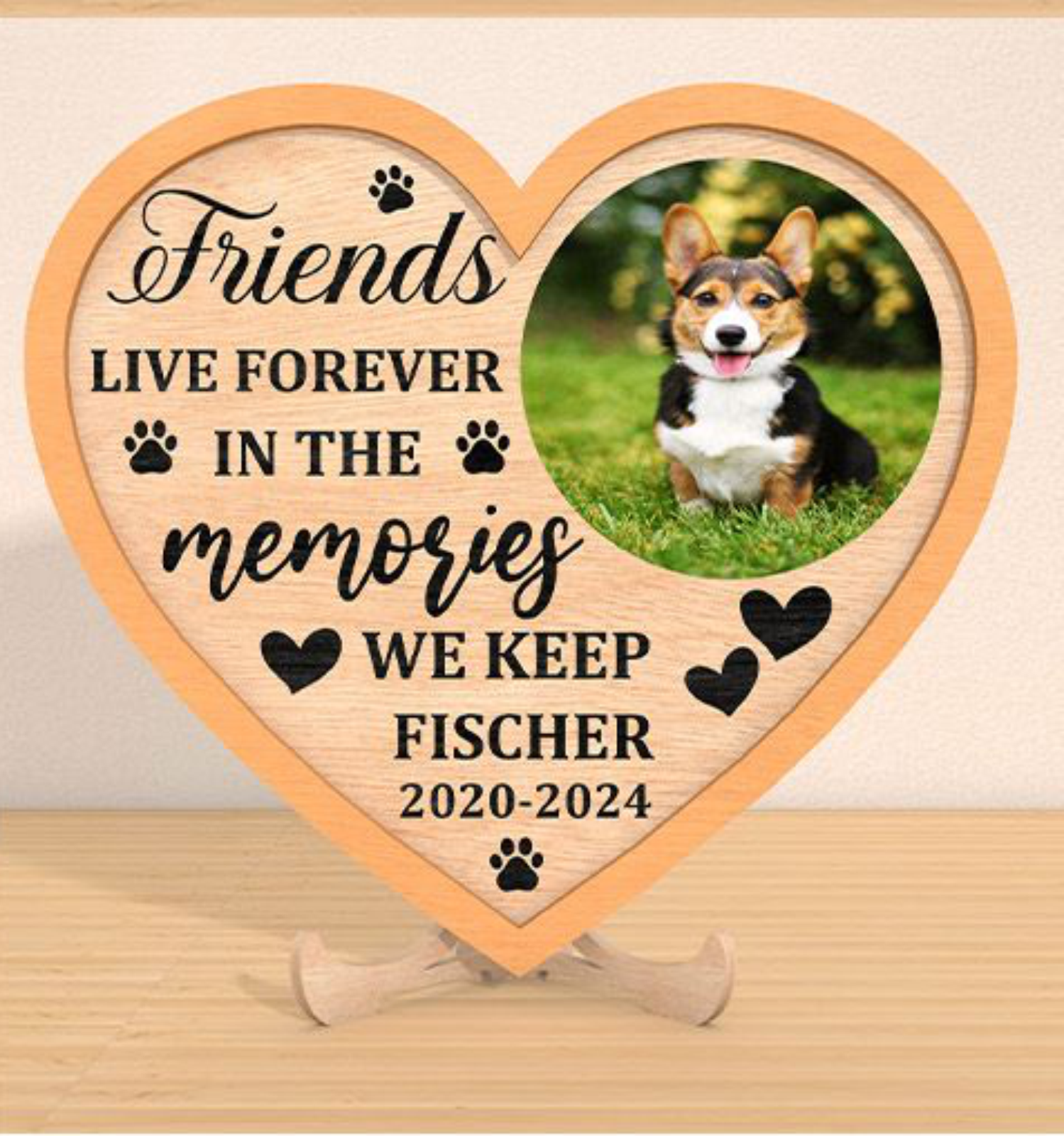 Dog memorial heart plaque design option nine