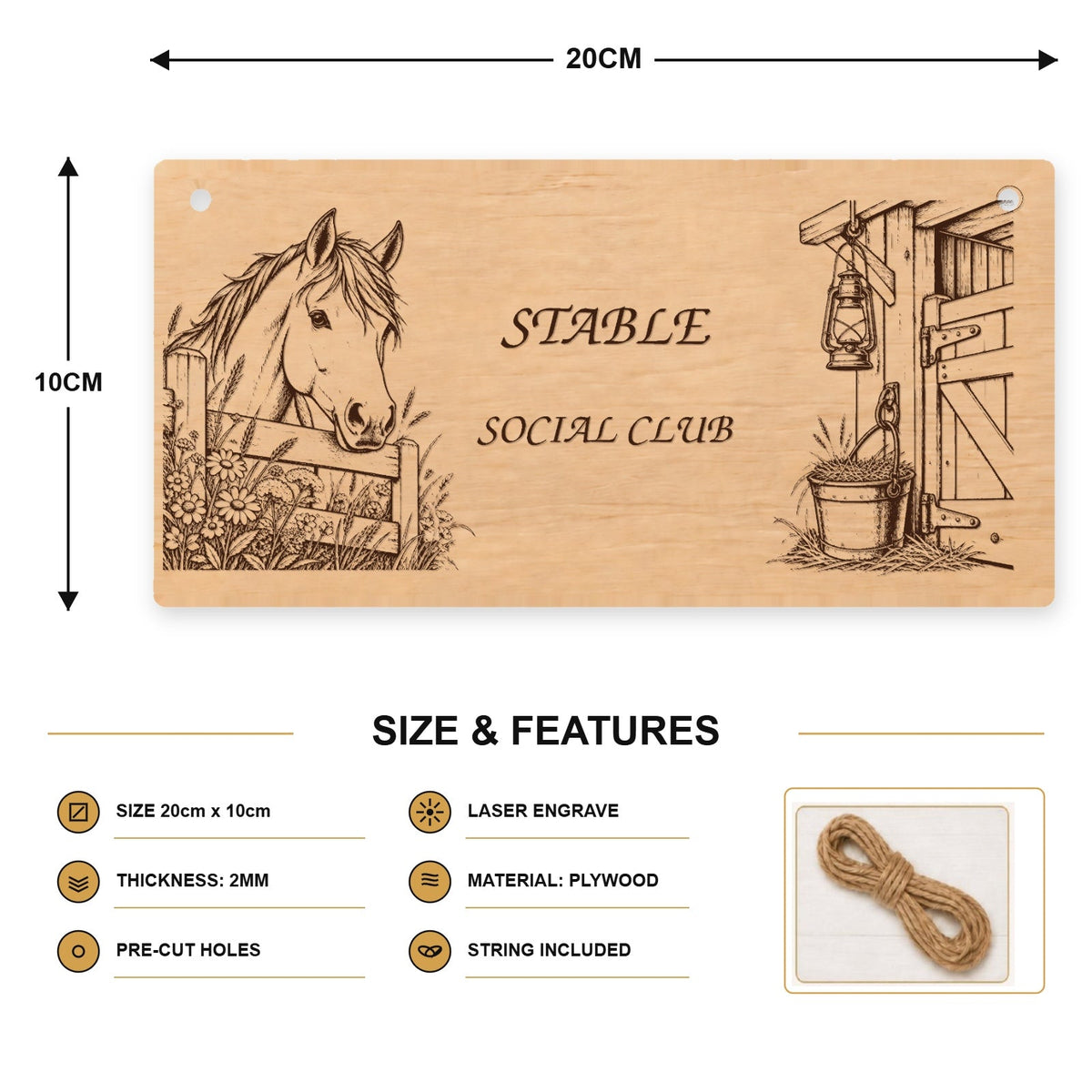 981, Stable Social Club, rectangle plaque - V12 - SIZE