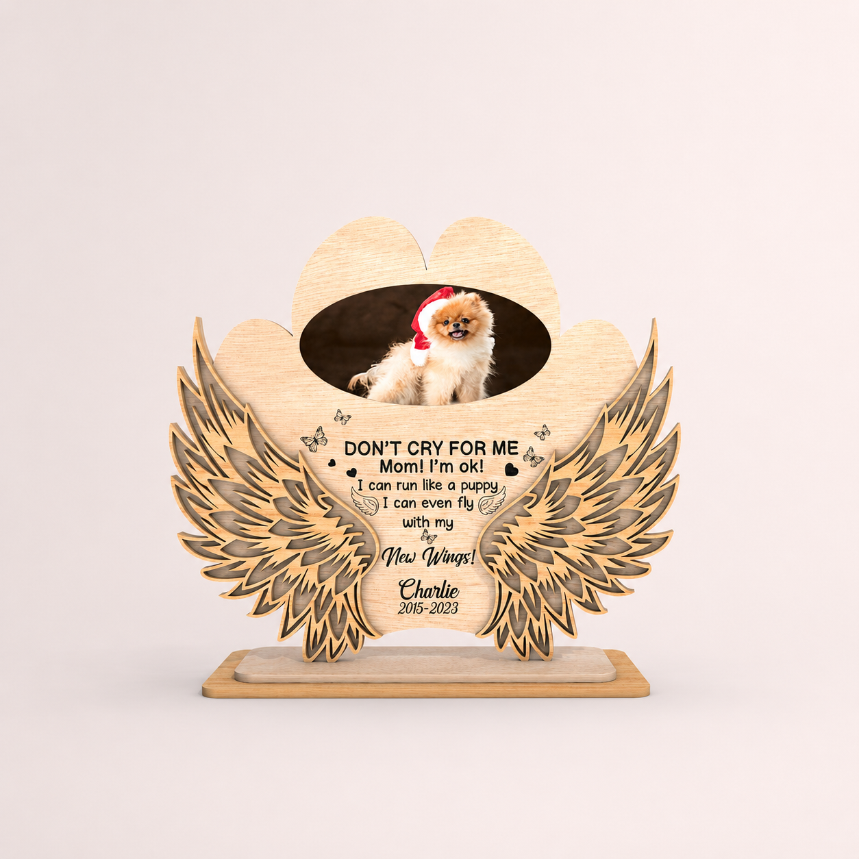Dog memorial angel wings plaque remembrance design option one