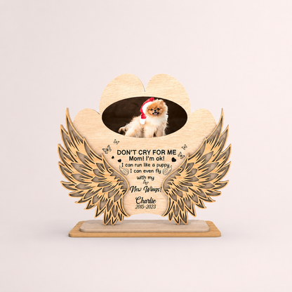 Dog memorial angel wings plaque remembrance design option one