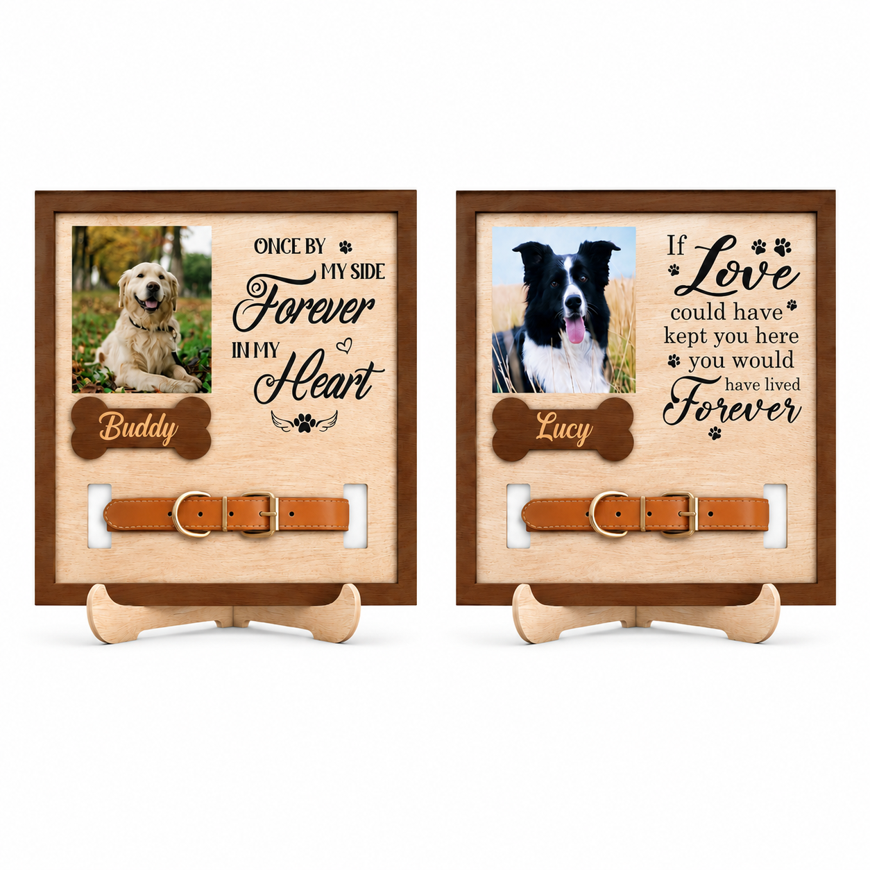 Personalised Dog Memorial Plaque Photo Frame Forever In My Heart Pet Loss Gift - laser engraved wooden plaque by South Yorkshire Engraving