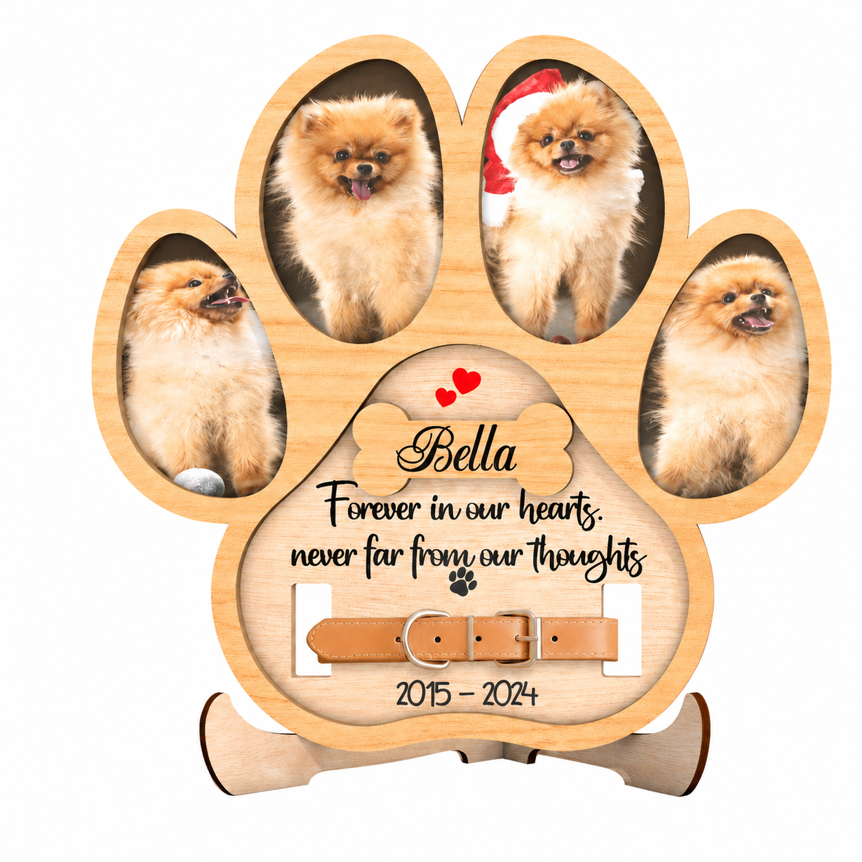 Forever In Our Hearts Personalised Dog Memorial Paw Plaque 20cm - laser engraved wooden plaque by South Yorkshire Engraving
