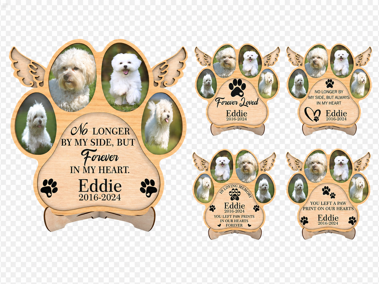 No Longer By My Side Personalised Dog Memorial Plaque 20cm - laser engraved wooden plaque by South Yorkshire Engraving