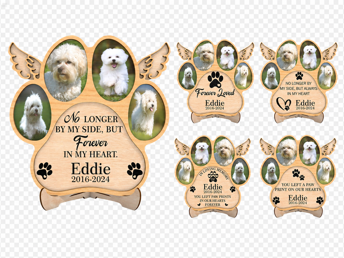 No Longer By My Side Personalised Dog Memorial Plaque 20cm - laser engraved wooden plaque by South Yorkshire Engraving