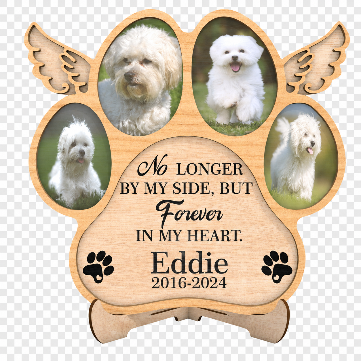 No Longer By My Side Personalised Dog Memorial Plaque 20cm - laser engraved wooden plaque by South Yorkshire Engraving