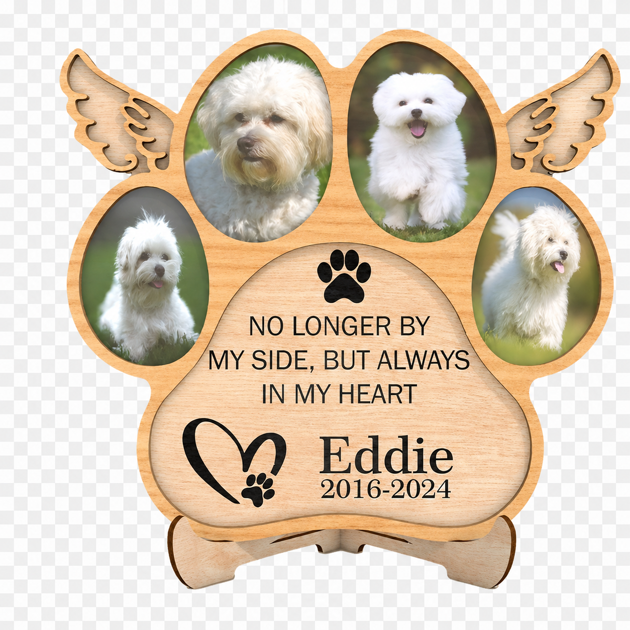 No Longer By My Side Personalised Dog Memorial Plaque 20cm - laser engraved wooden plaque by South Yorkshire Engraving