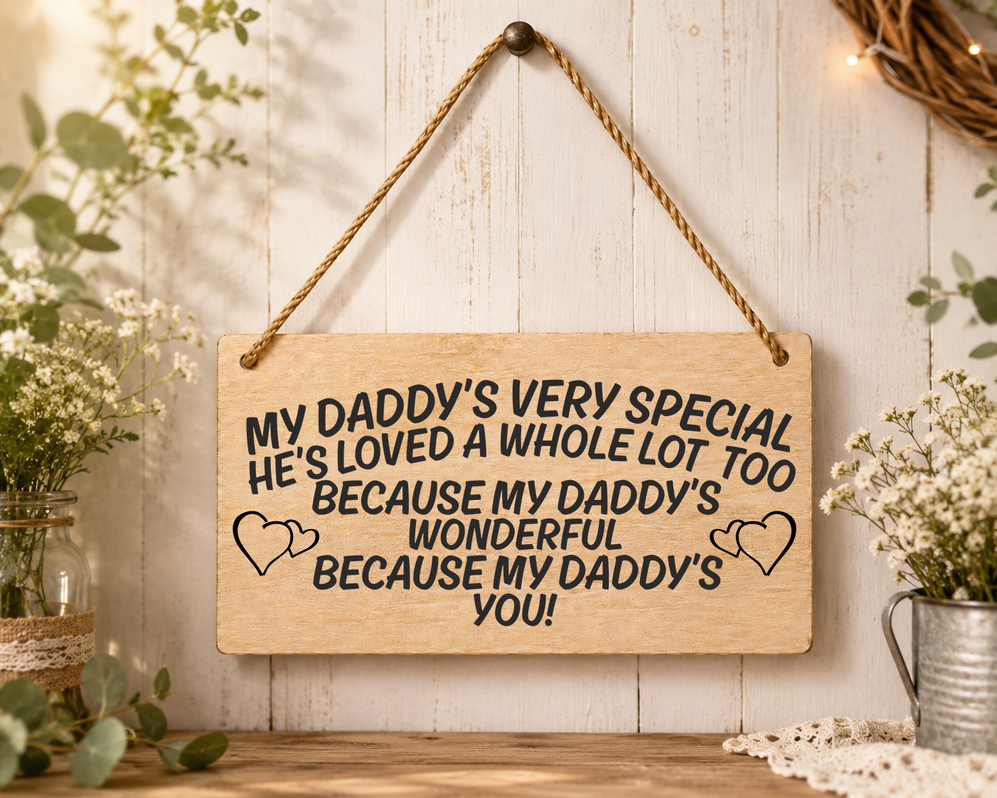 Daddy Special Laser Engraved Wooden Plaque Gift – Hanging Sign 20cm x 10cm