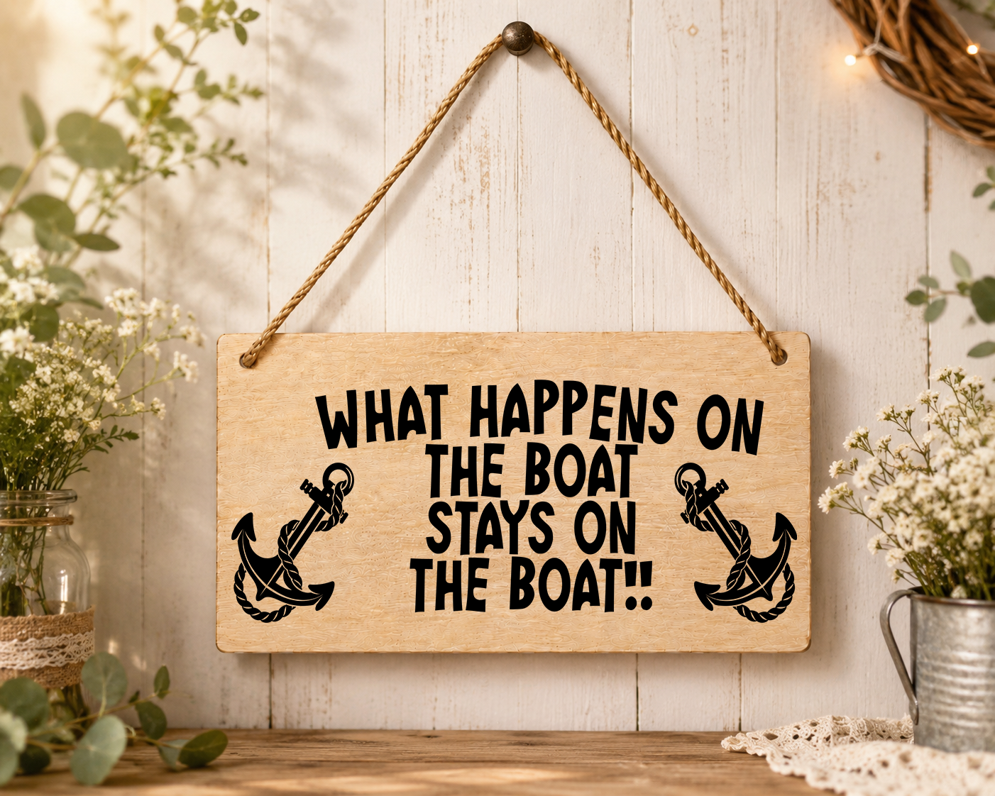 Boat Life Laser Engraved Wooden Plaque – Funny Hanging Sign 20cm x 10cm