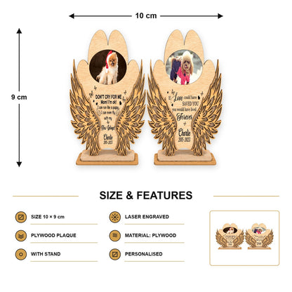 Angel wings memorial plaque size