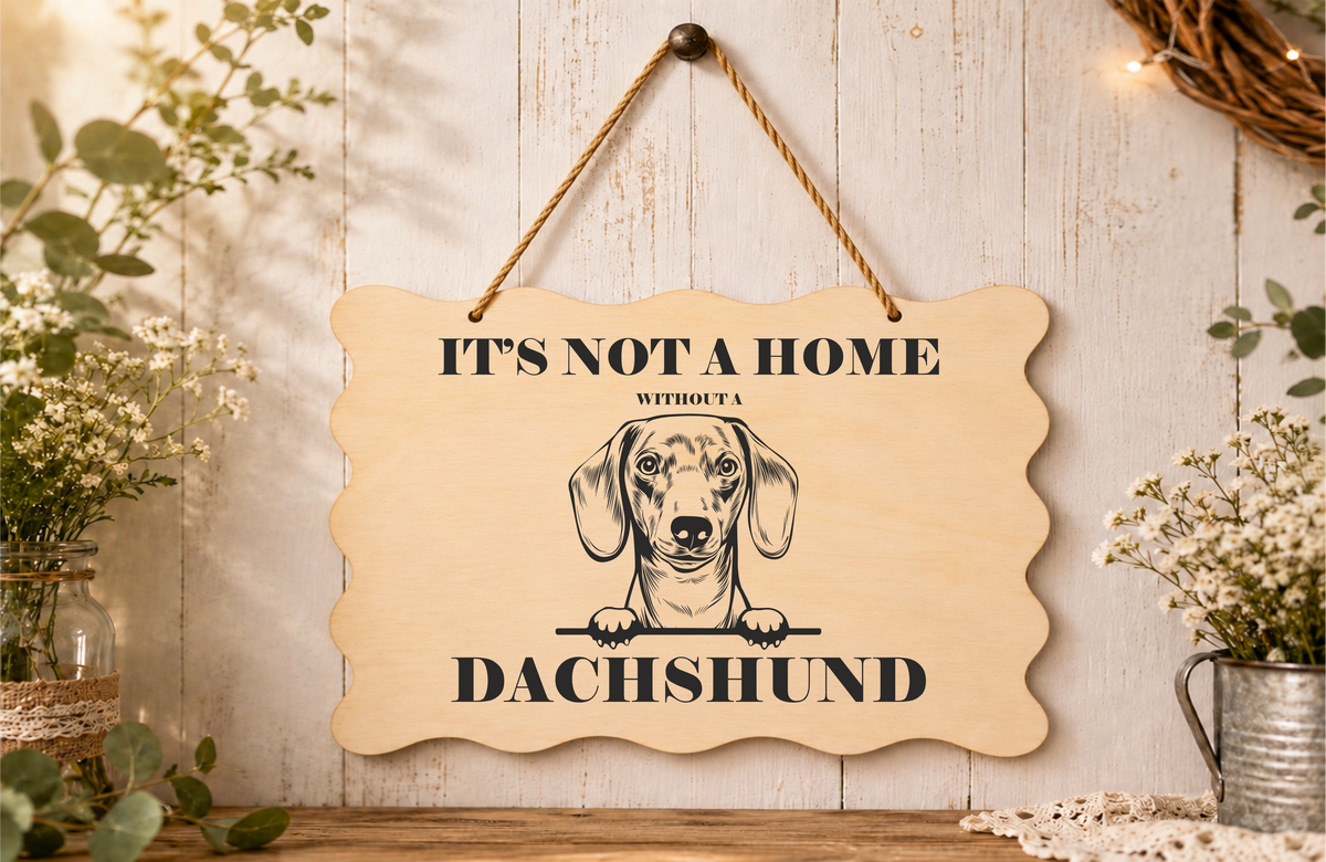 Wooden Engraved "A house is not a home without a dachshund " sign