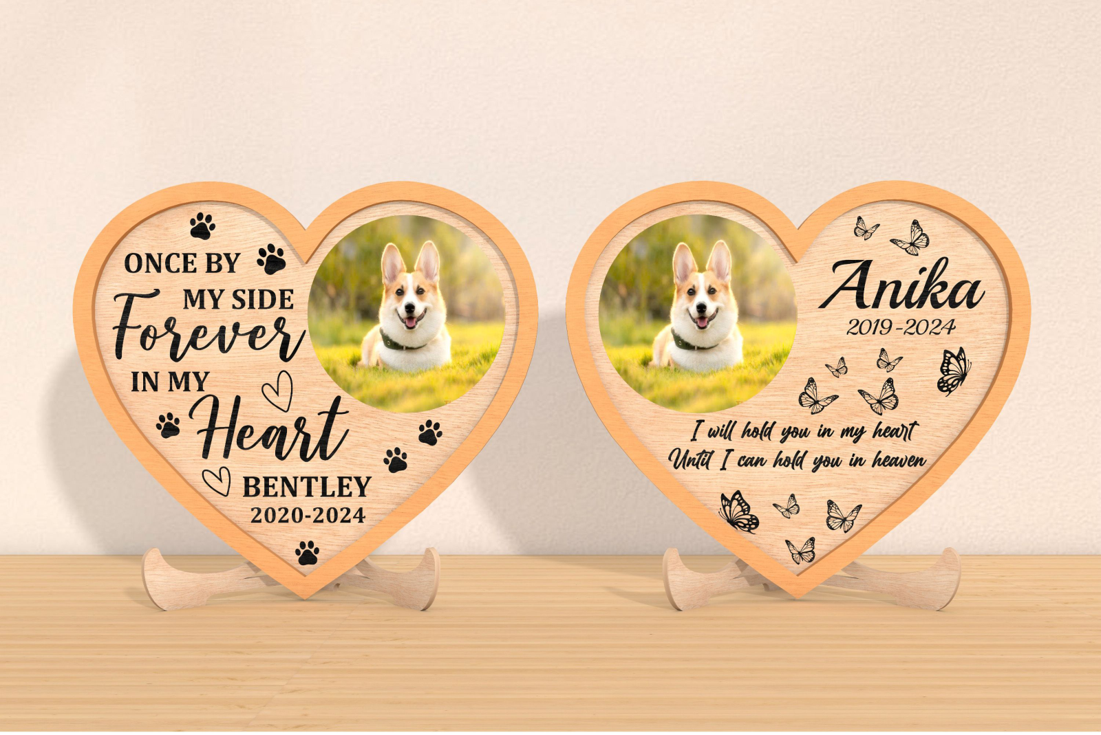Personalised dog memorial heart plaque second remembrance design