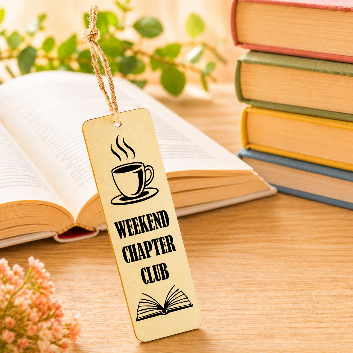 Weekend Chapter Club Handmade Laser Engraved Bookmark