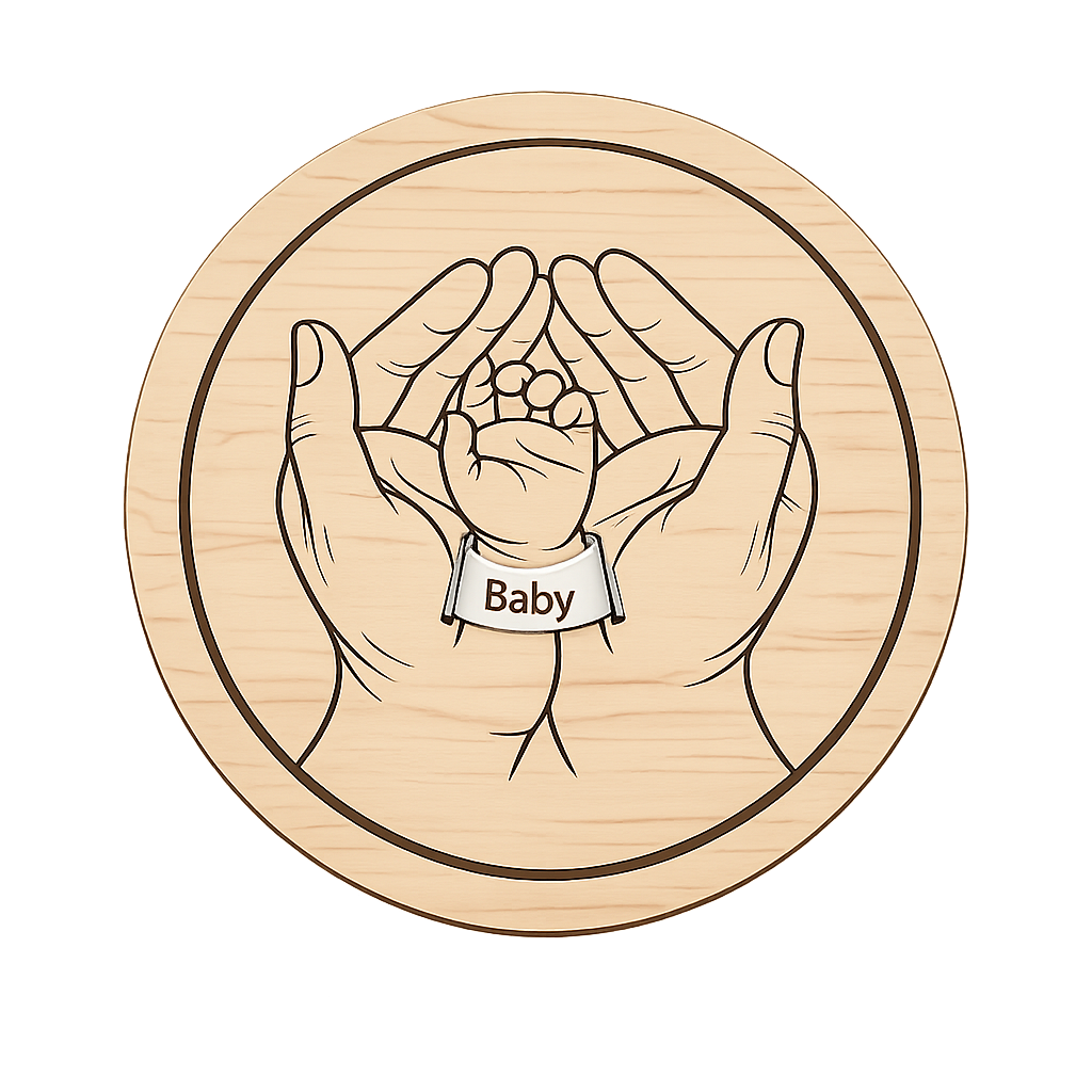 Personalised baby hands wooden plaque product image