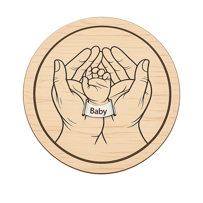 Personalised baby hands wooden plaque product image