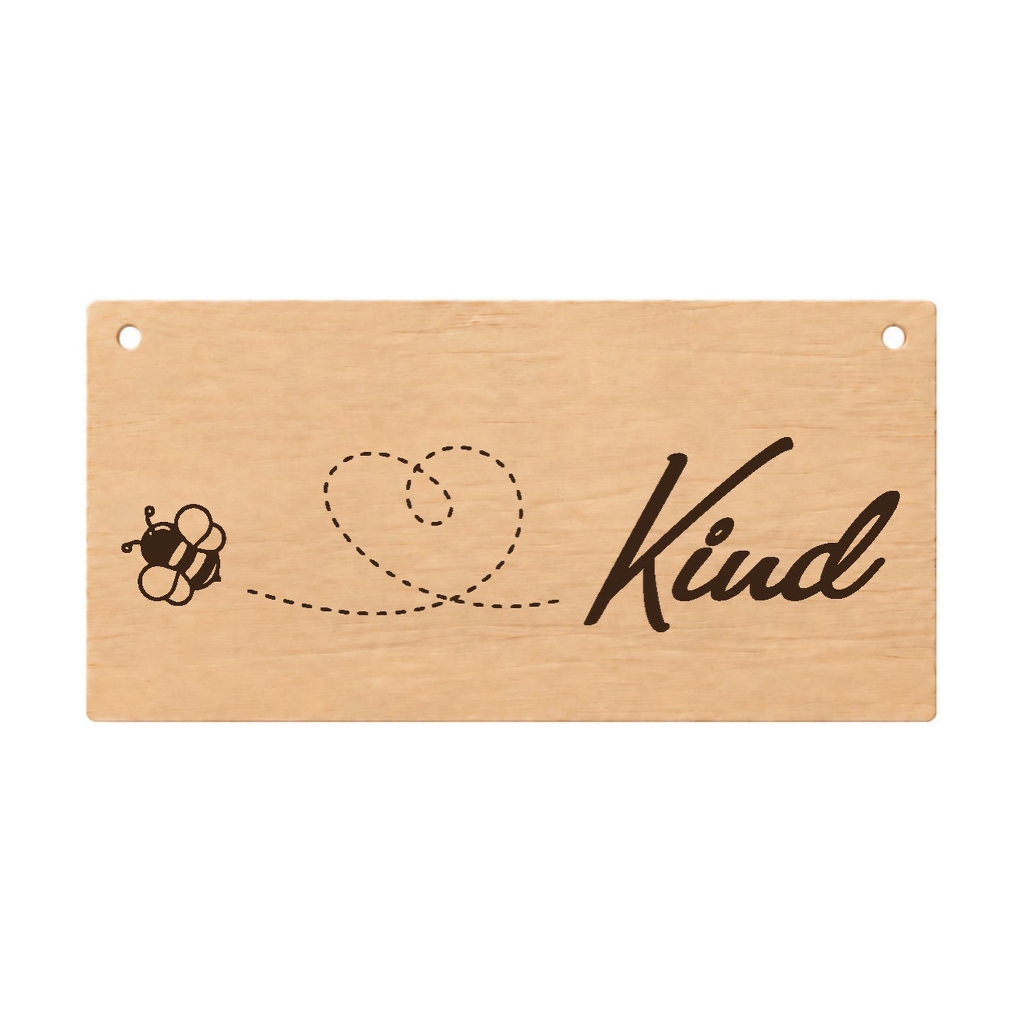 Bee Kind inspirational laser engraved wooden plaque on a white background
