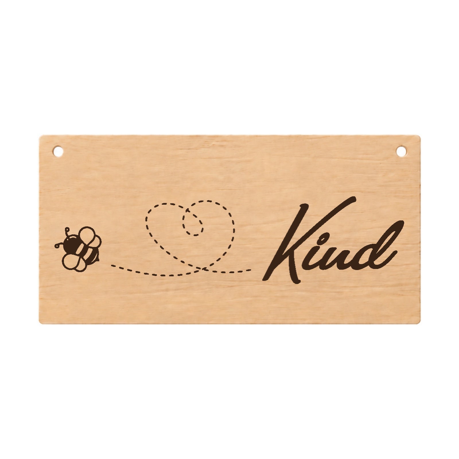 Bee Kind inspirational laser engraved wooden plaque on a white background