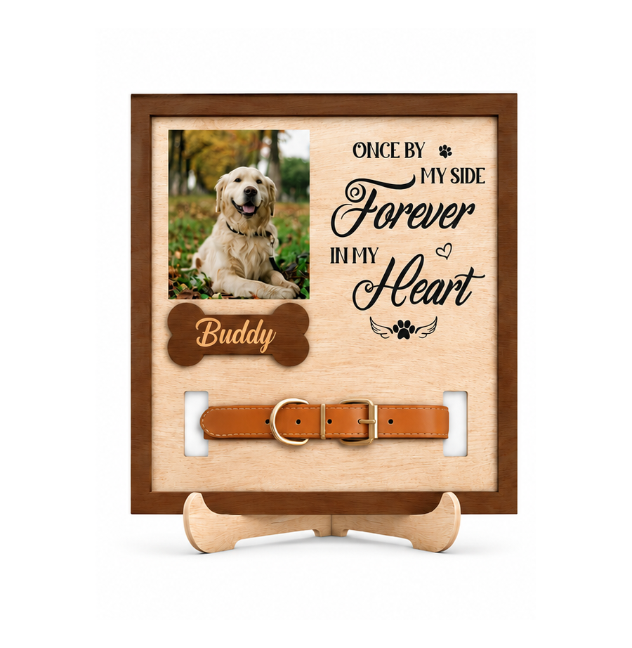 Personalised Dog Memorial Plaque Photo Frame Forever In My Heart Pet Loss Gift - laser engraved wooden plaque by South Yorkshire Engraving