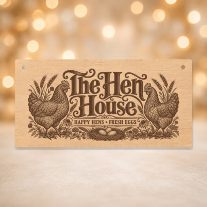 630 The Hen House chicken keeper wooden plaque on a gold background
