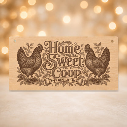 634 Home Sweet Coop chicken keeper wooden plaque on a gold background