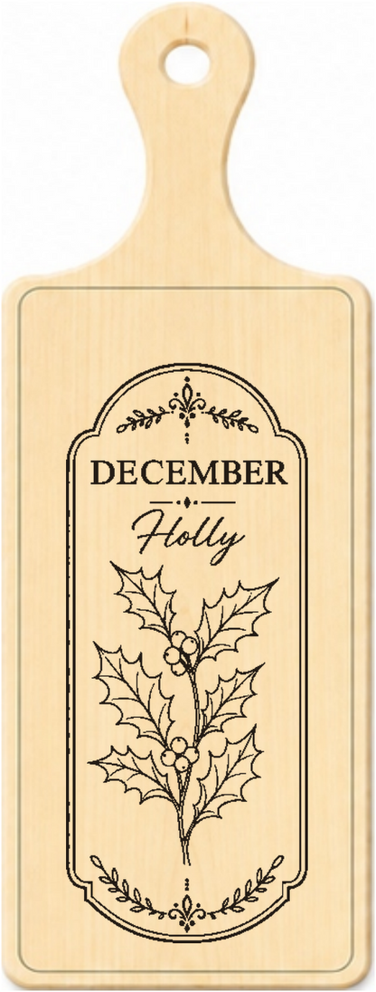 December birth flower personalised wooden plaque design