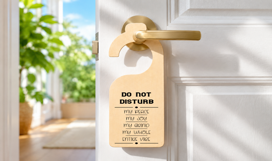 Do Not Disturb My Peace, My Joy, Door Hanger Sign Funny Gift 18x8cm - laser engraved wooden plaque by South Yorkshire Engraving