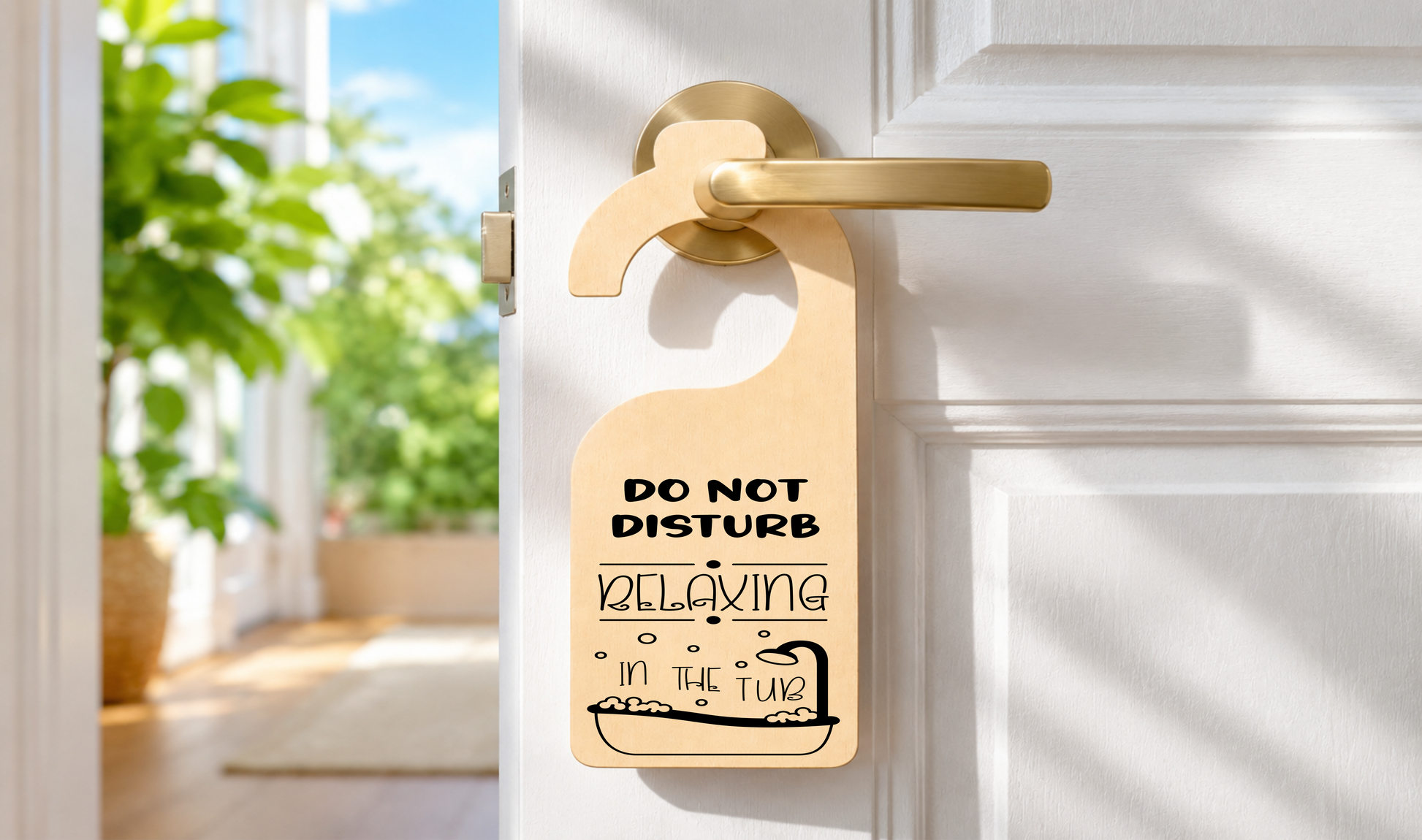 Do Not Disturb, Relaxing in the Tub Door Hanger Sign Funny Gift 18x8cm - laser engraved wooden plaque by South Yorkshire Engraving