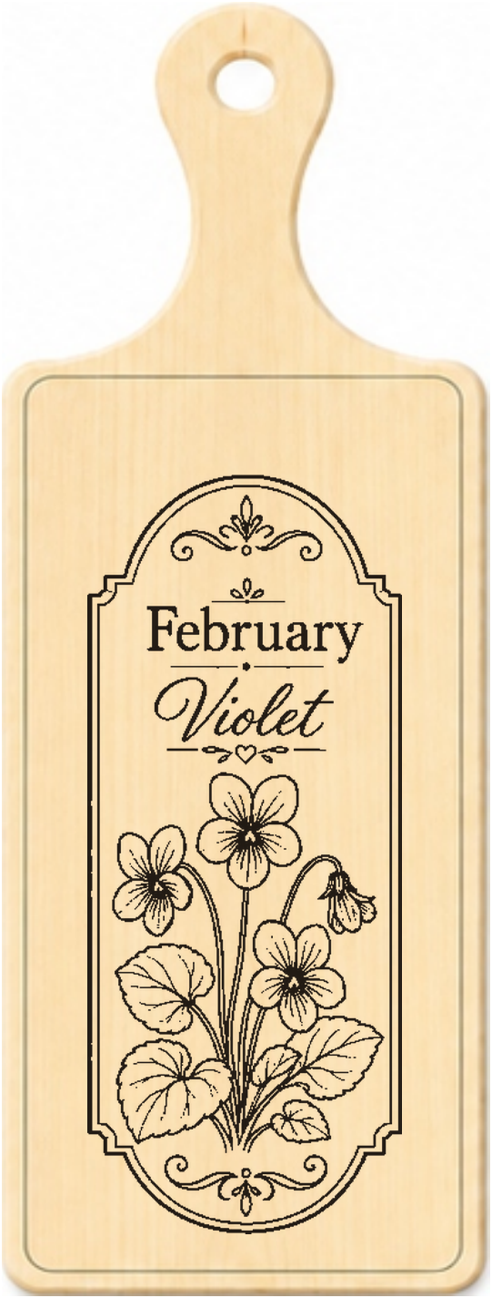 February birth flower personalised wooden plaque design