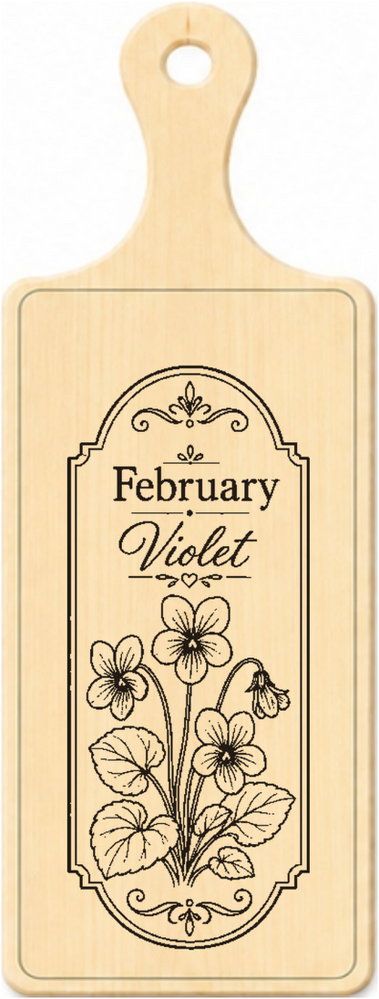 February birth flower personalised wooden plaque design