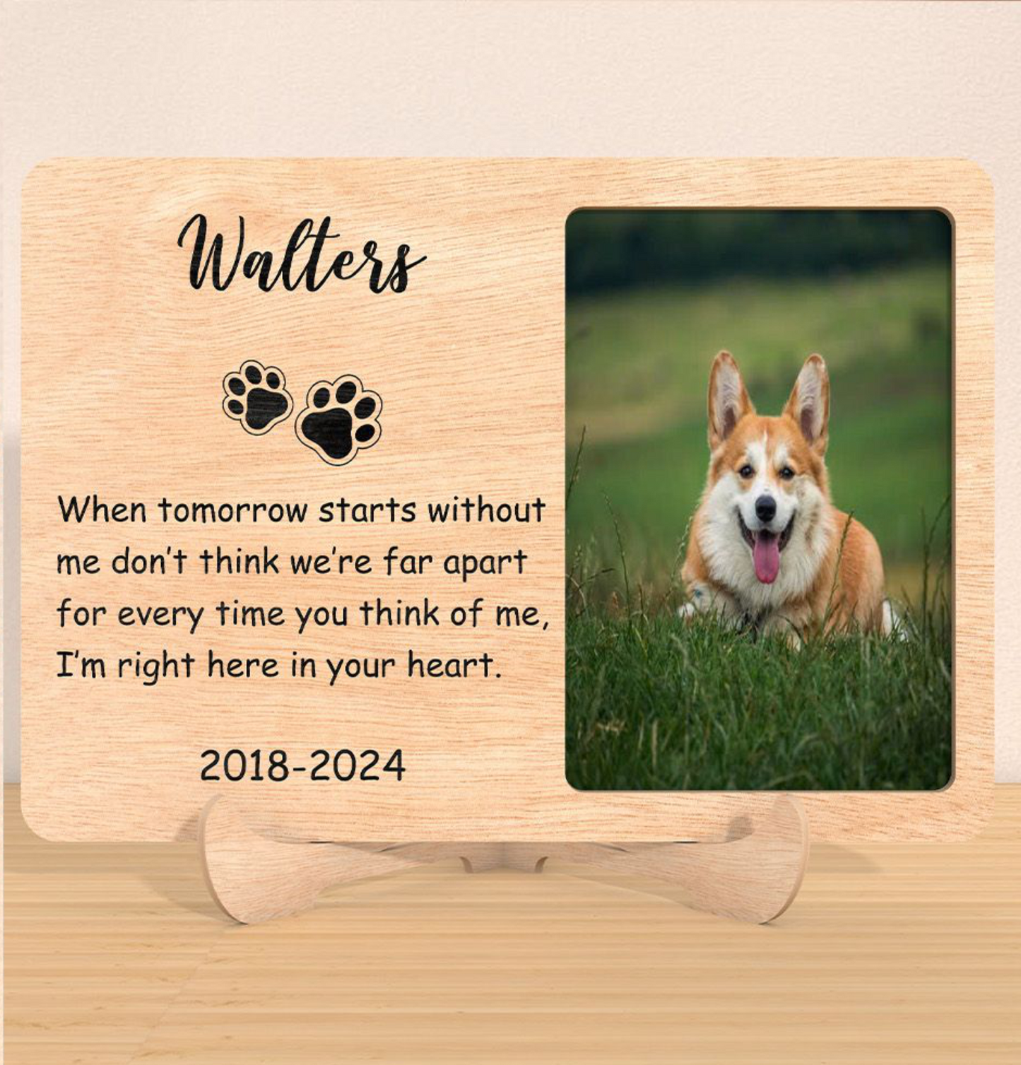 Personalised dog memorial photo plaque remembrance design option three