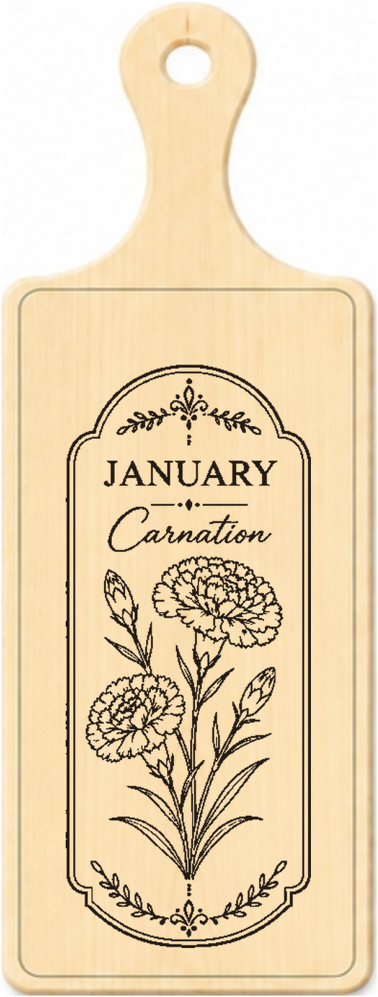 Birth Flower Wooden Plaque – January to December – 24x9cm