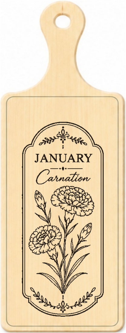 Birth Flower Wooden Plaque – January to December – 24x9cm