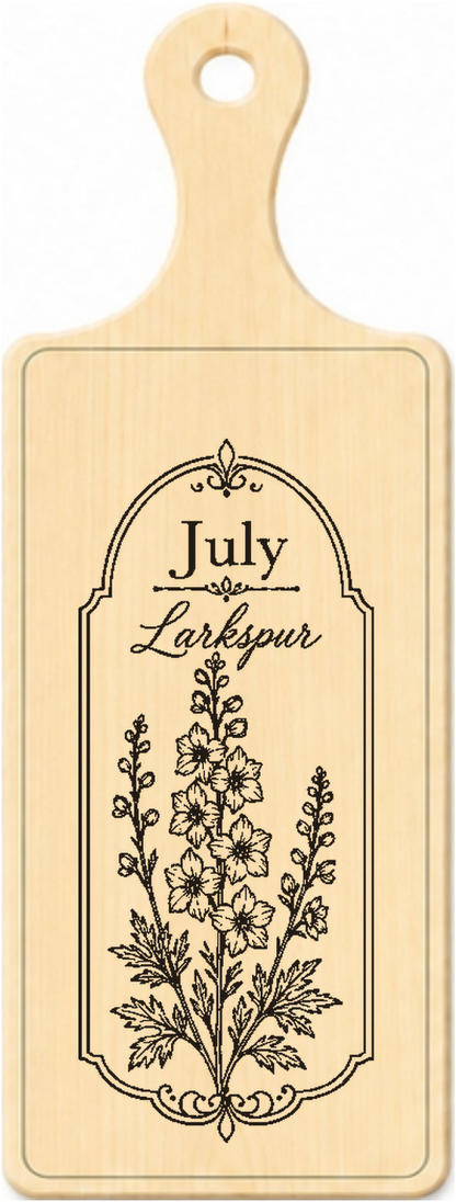 July birth flower personalised wooden plaque design