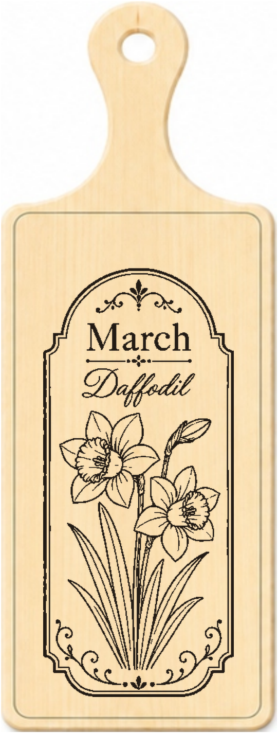March birth flower personalised wooden plaque design