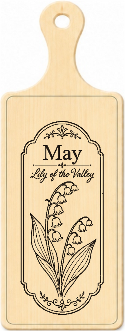 May birth flower personalised wooden plaque design