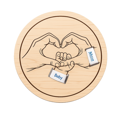 Personalised mum and baby heart hands wooden plaque product image