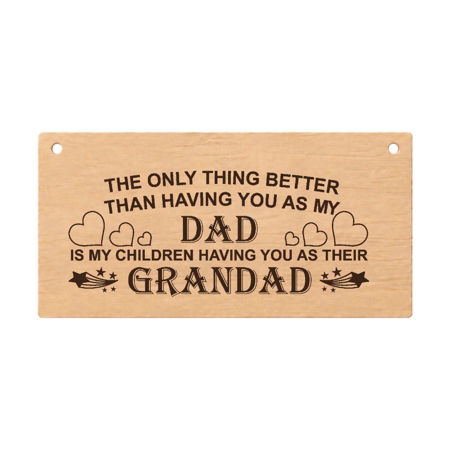 Dad Grandad and Great-Grandad laser engraved wooden plaque on a white background