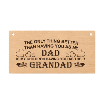 Dad Grandad and Great-Grandad laser engraved wooden plaque on a white background