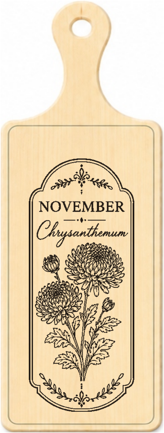 November birth flower personalised wooden plaque design