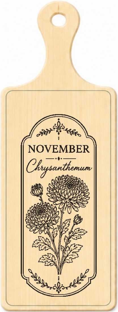 November birth flower personalised wooden plaque design