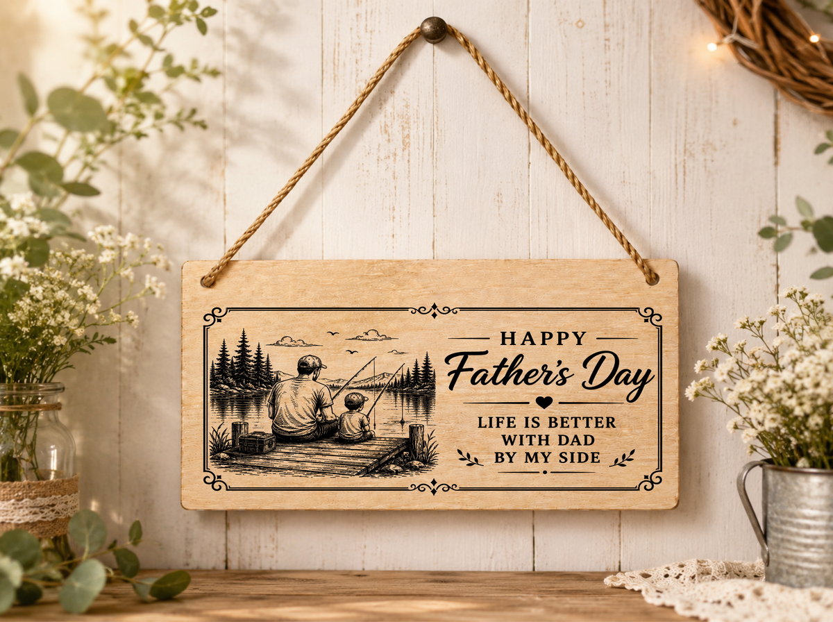 Happy Father’s Day Plaque Life Is Better With Dad By My Side 20x10cm Gift