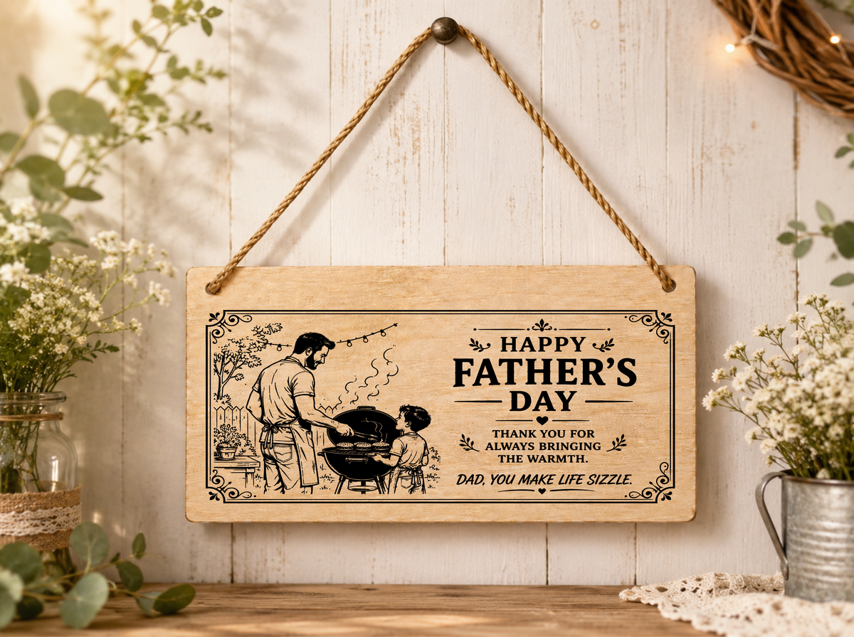 Happy Father’s Day Dad Plaque You Make Life Sizzle 20x10cm Gift