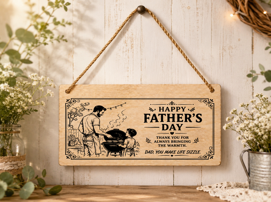 Happy Father’s Day Dad Plaque You Make Life Sizzle 20x10cm Gift