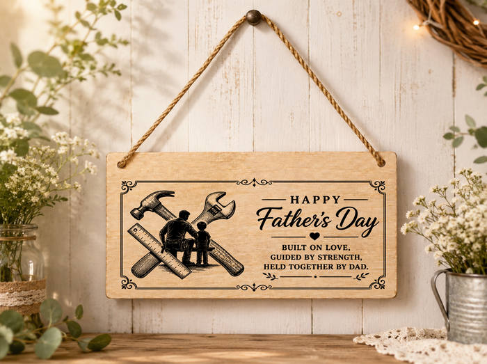 Father’s Day Dad Plaque Built On Love Guided By Strength 20x10cm Gift