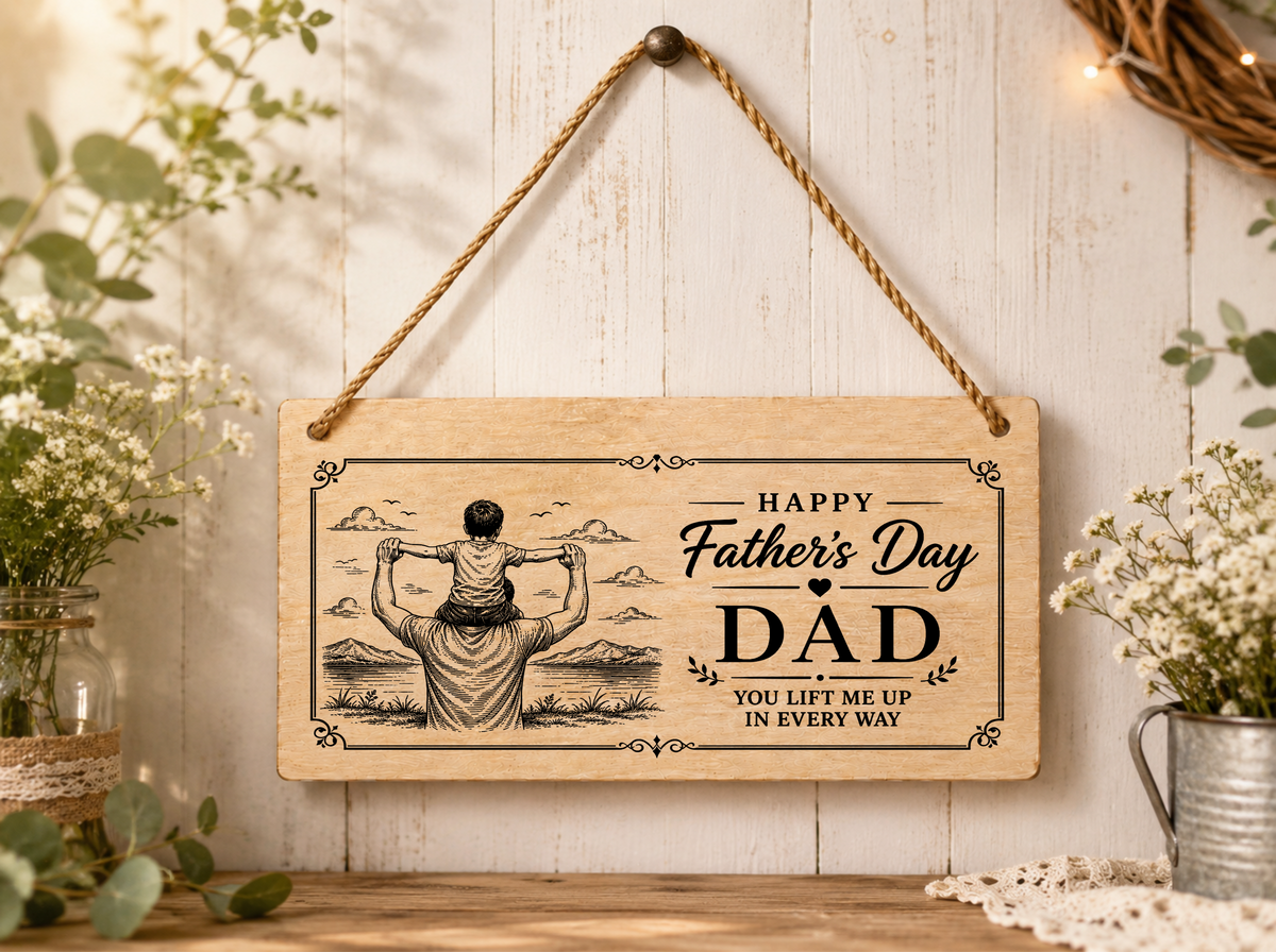 Happy Father’s Day Dad Plaque You Lift Me Up In Every Way 20x10cm Gift