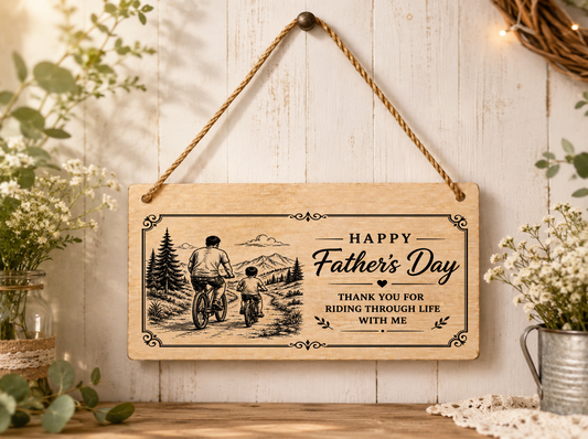 Happy Father’s Day Plaque Thank You For Riding Through Life With Me 20x10cm