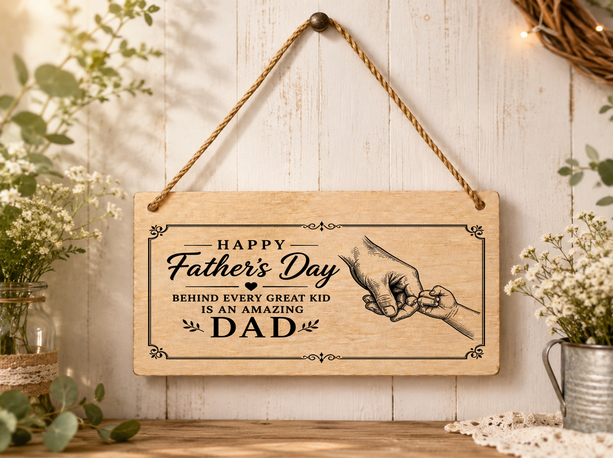 Happy Father’s Day Dad Plaque Behind Every Great Kid Is An Amazing Dad 20x10cm