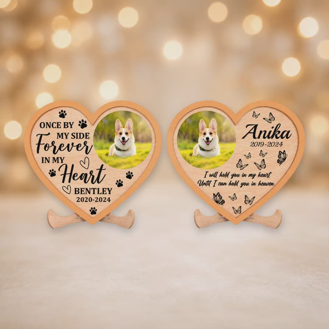 Personalised Dog Memorial Heart Plaque 30x27cm - 2 Designs With Stand video